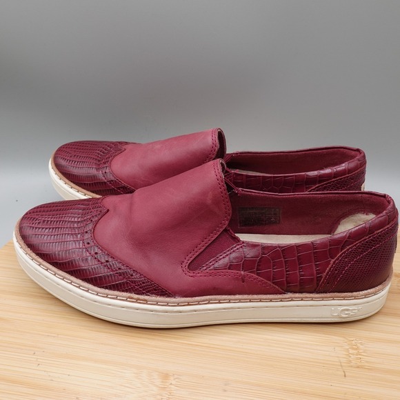 UGG Shoes - UGG Loafers Shoes Women 6 Crimson Embossed Leather Slip On Sneakers 1013362